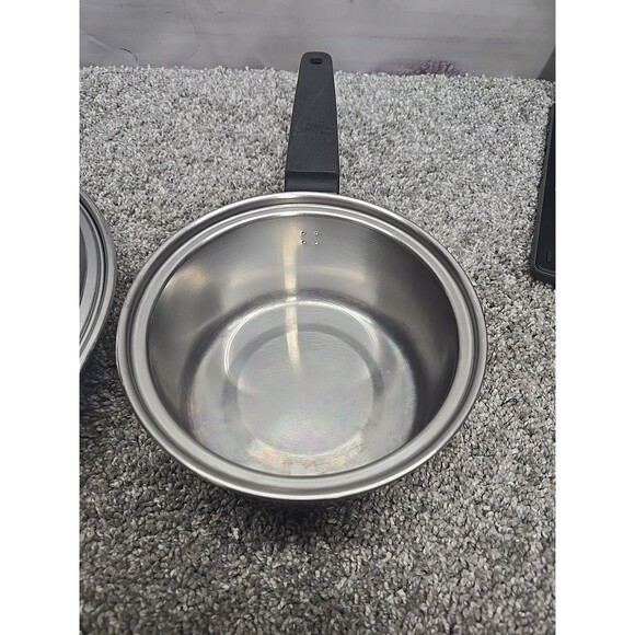 Vintage Flint Ware By Ekco 1 Qt Stainless Steel Sauce Pan With Lid And Skillet - Picture 3 of 16